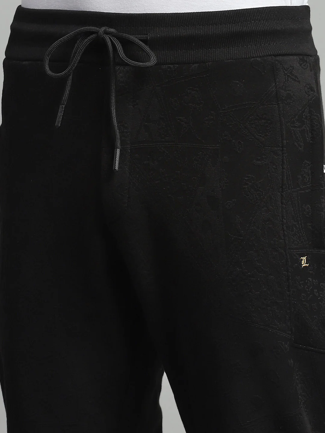 Luxuria Men Black Self Design Mock Neck Full Sleeve Winter Tracksuit - Image 8