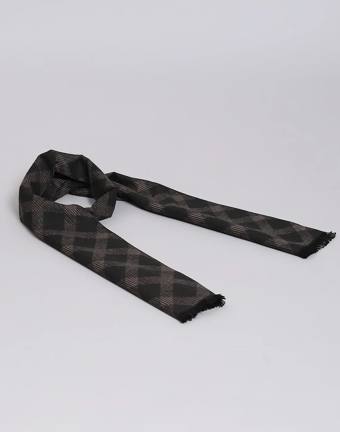 Men Black Self Design Muffler - Image 3