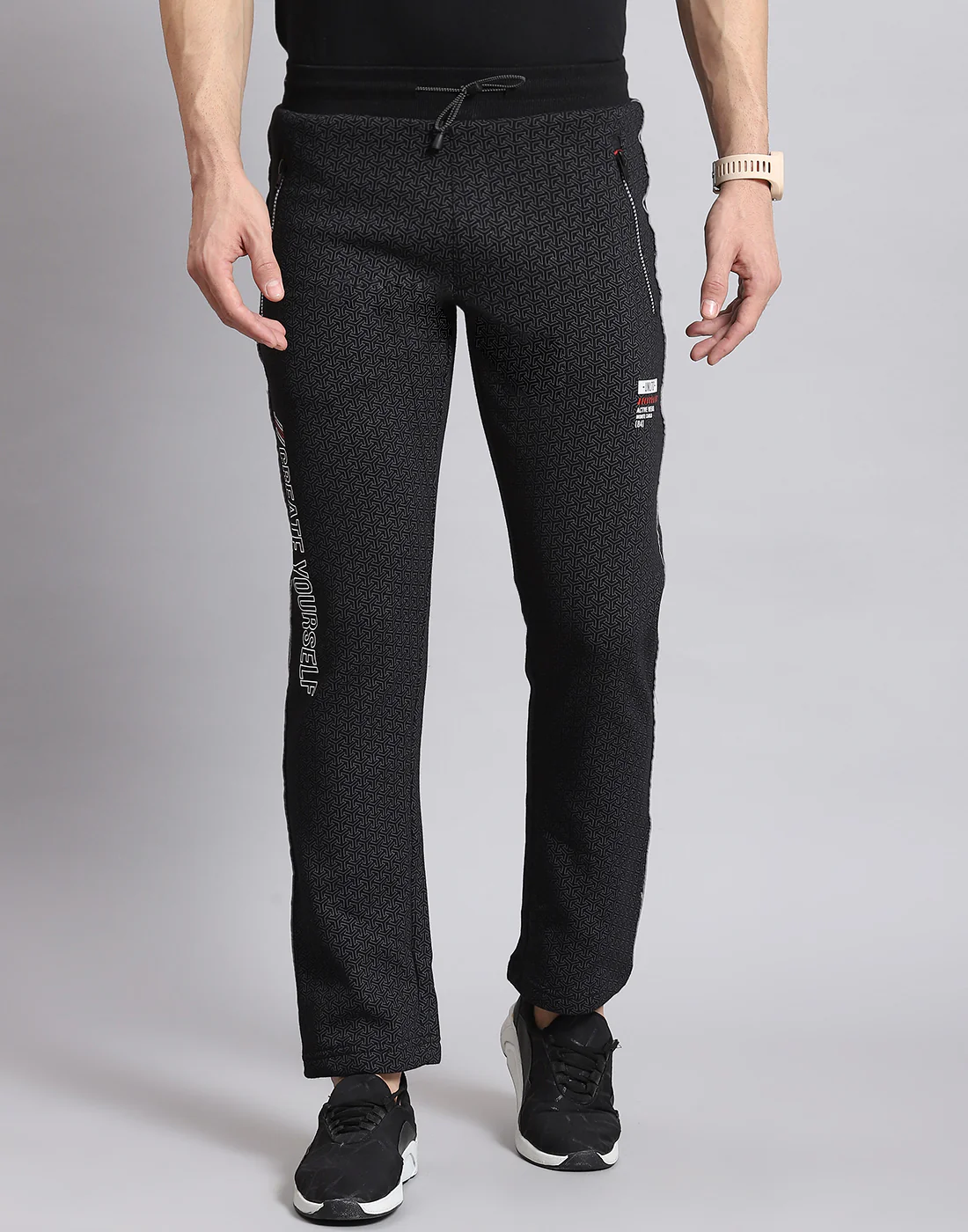 Men Black Self Design Regular Fit Winter Lower - Image 3