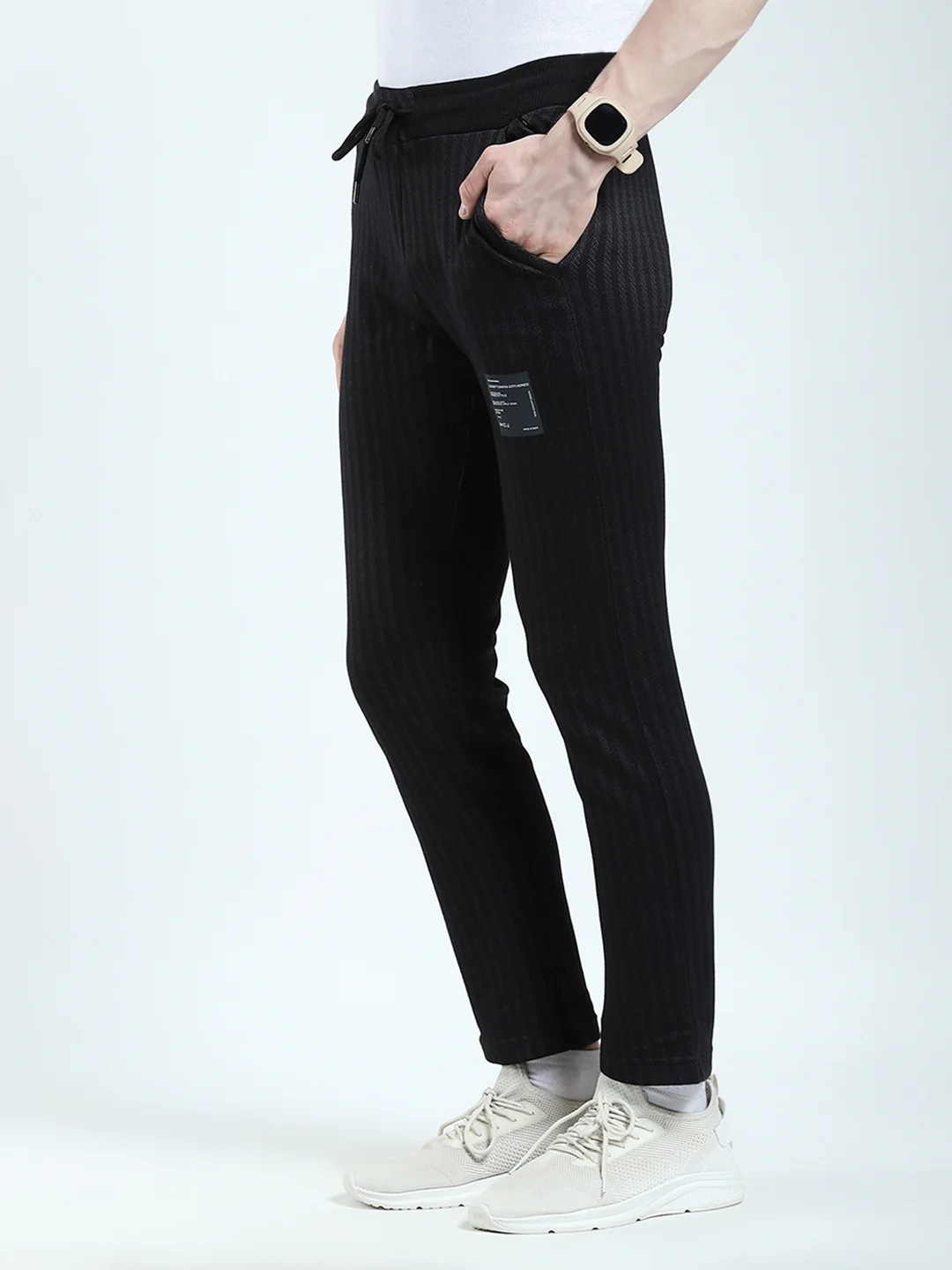 Men Black Self Design Regular Fit Winter Lower - Image 3