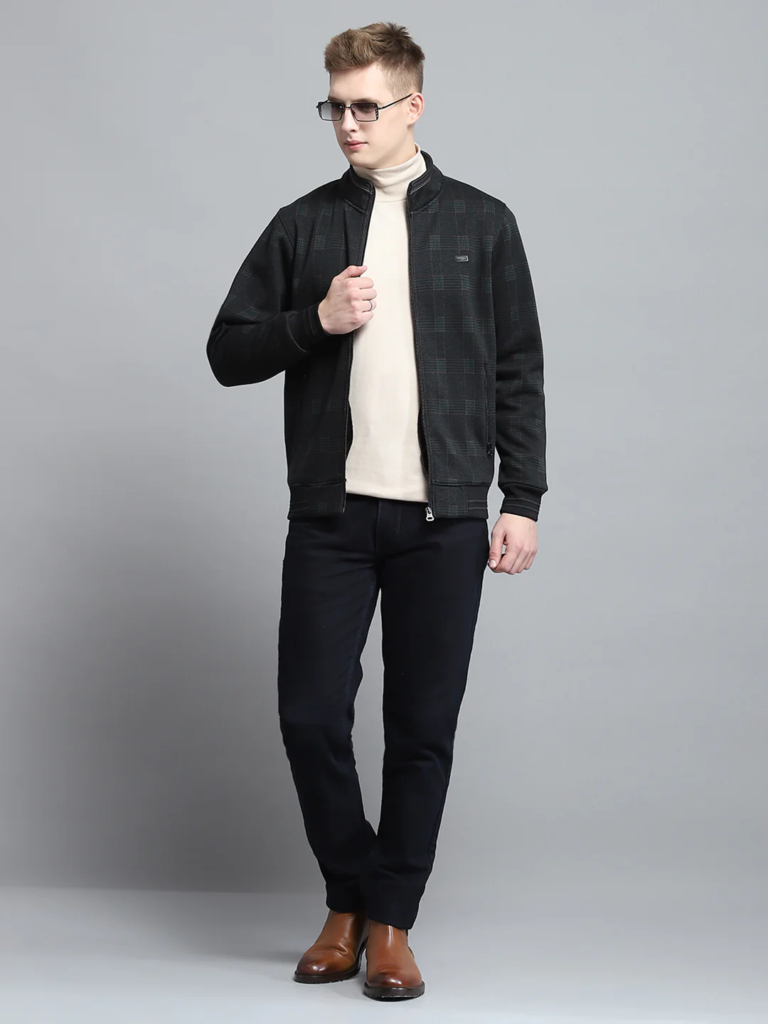 Men Black Self Design Round Neck Full Sleeve Sweatshirt - Image 2