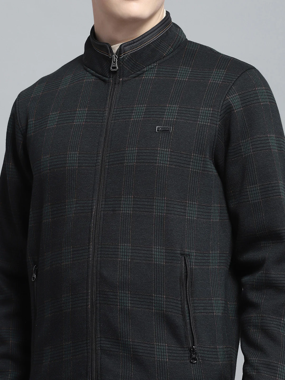Men Black Self Design Round Neck Full Sleeve Sweatshirt - Image 7