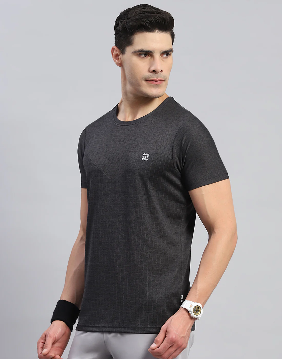 Rock.it Men Black Self Design Round Neck Half Sleeve T-Shirt - Image 3