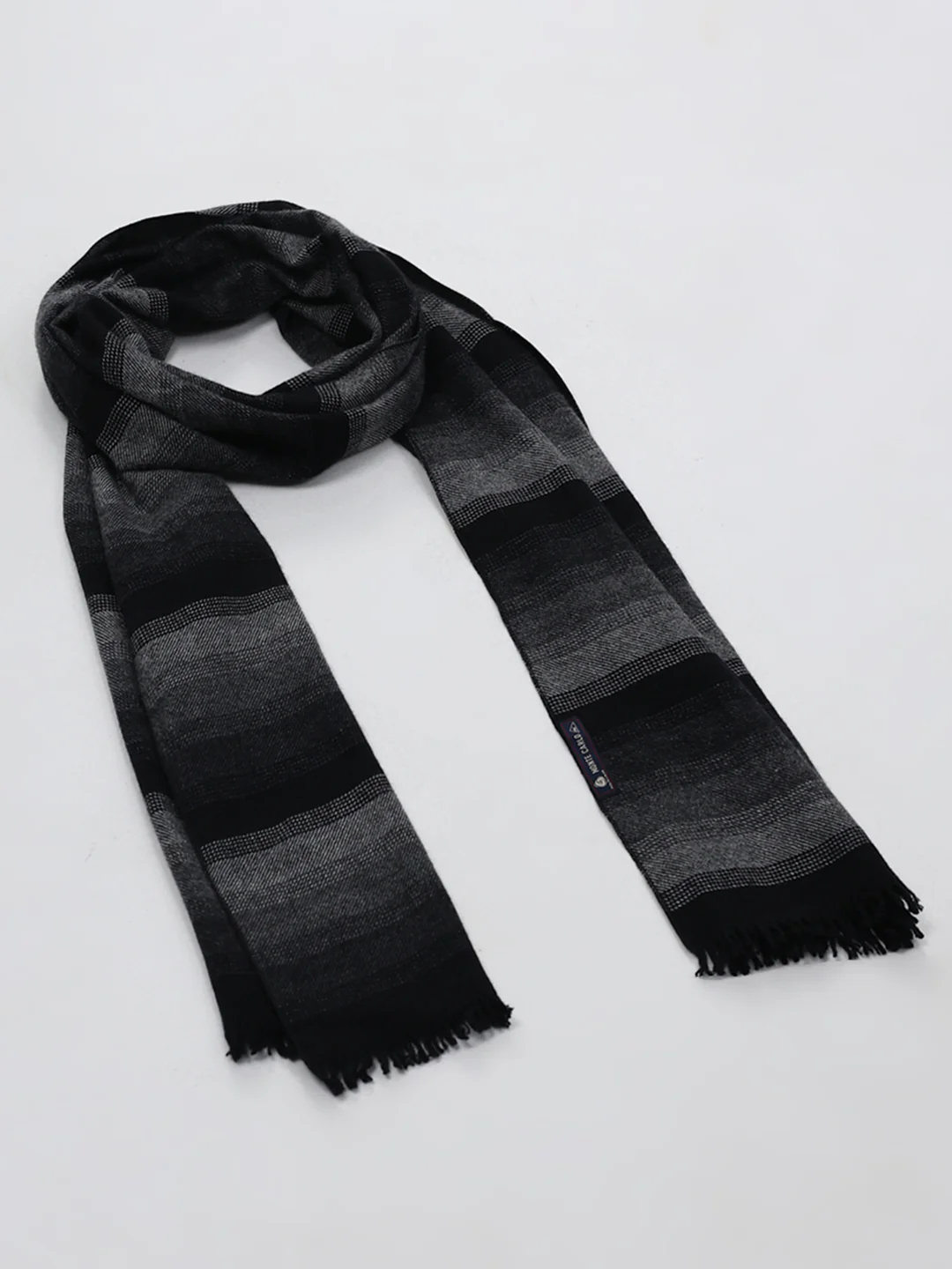 Men Black Self Design Wool Blend Muffler - Image 6