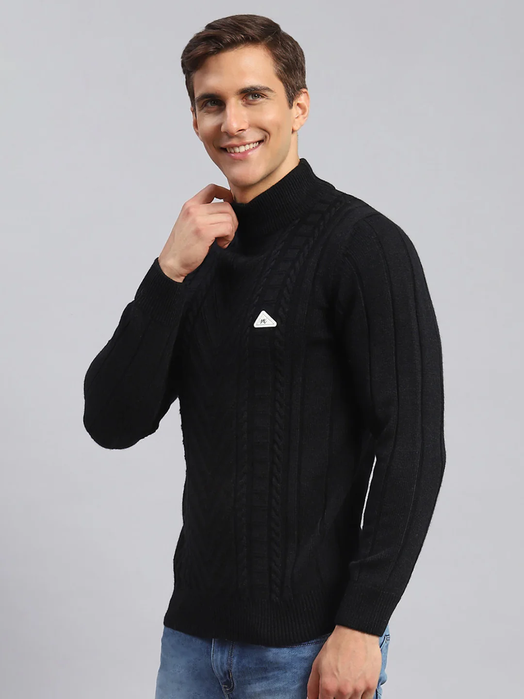 Men Black Self Design Wool blend Pullover - Image 4