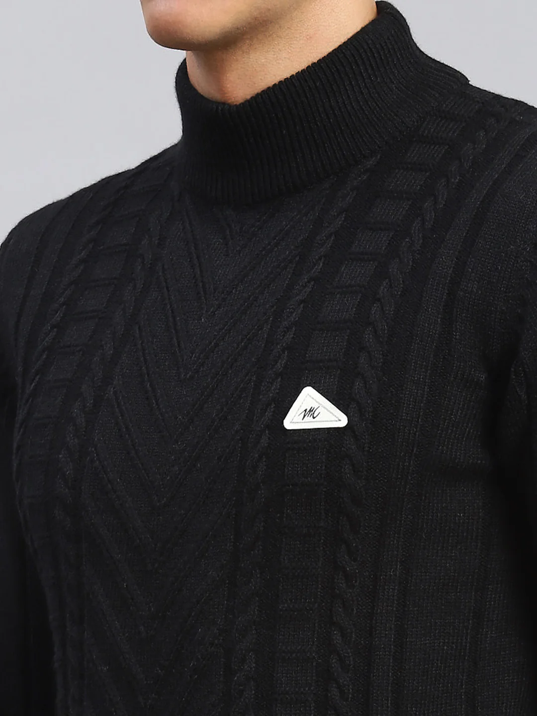 Men Black Self Design Wool blend Pullover - Image 6