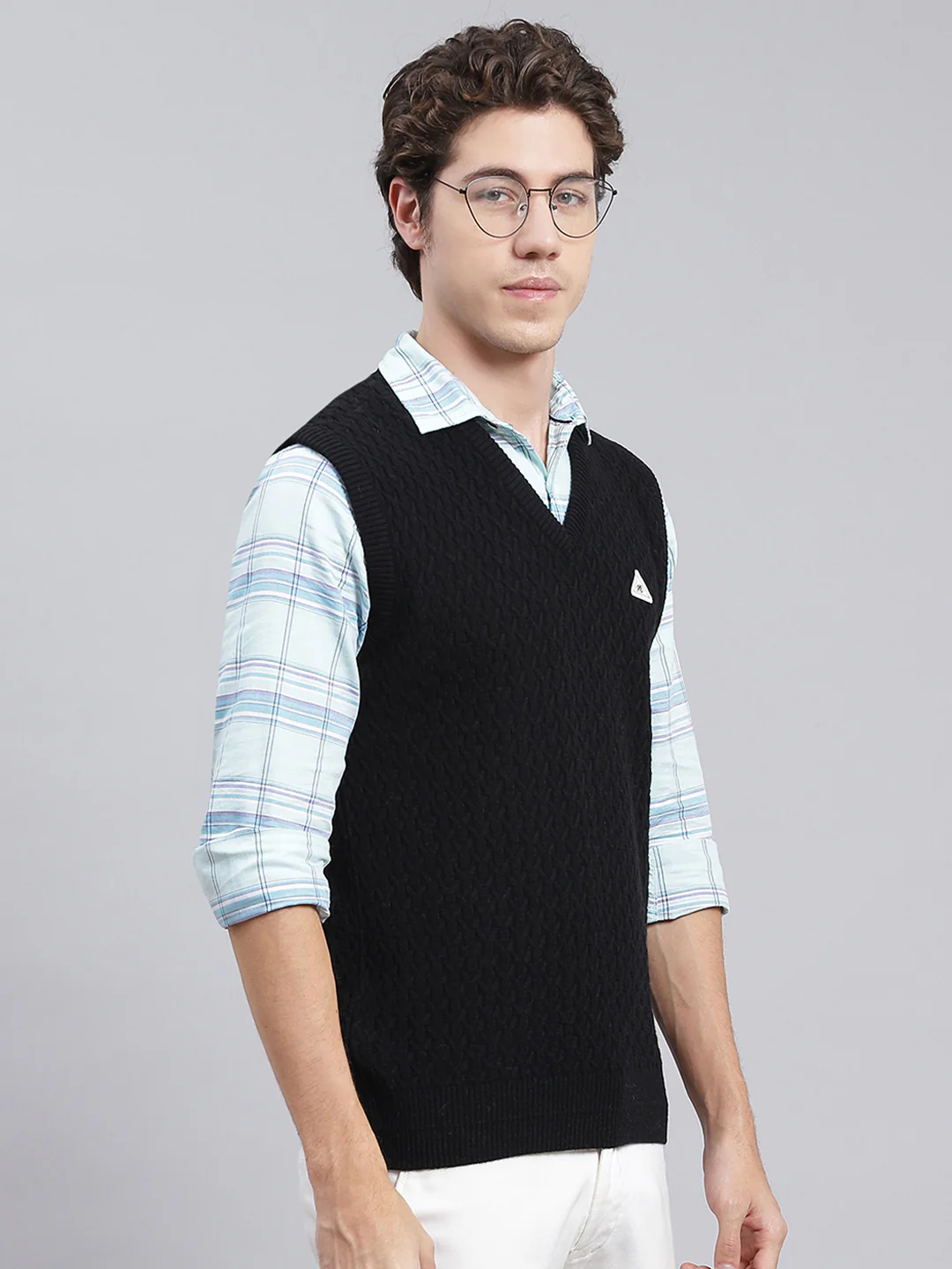 Men Black Self Design Wool blend Sweater - Image 3
