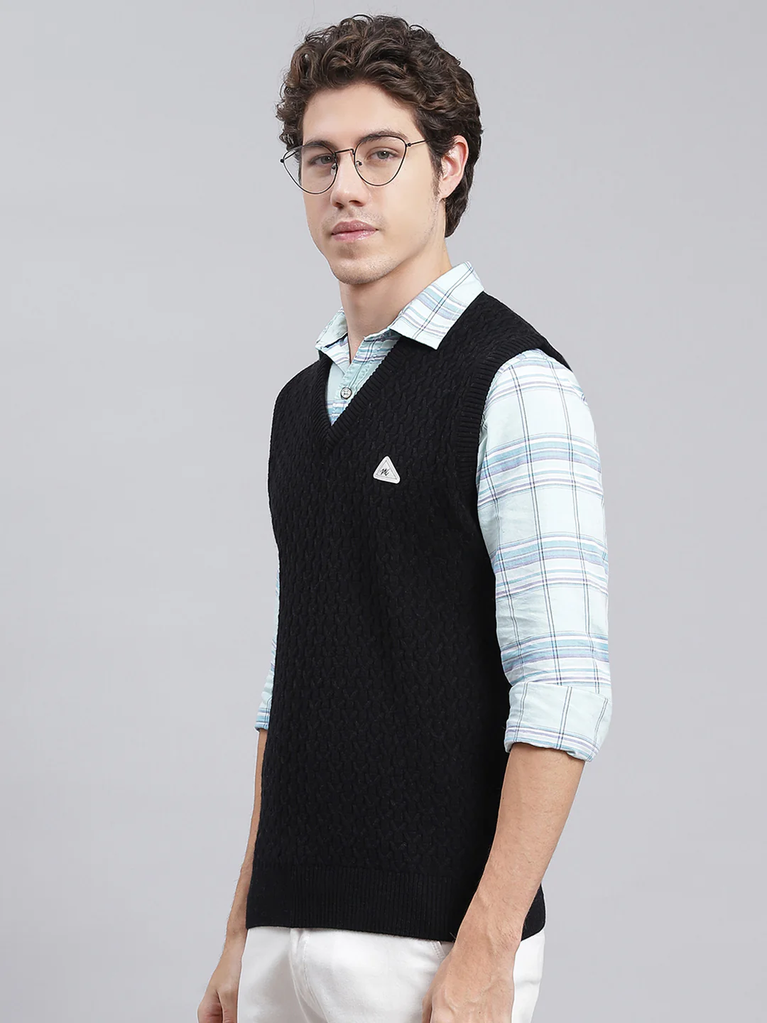 Men Black Self Design Wool blend Sweater - Image 4