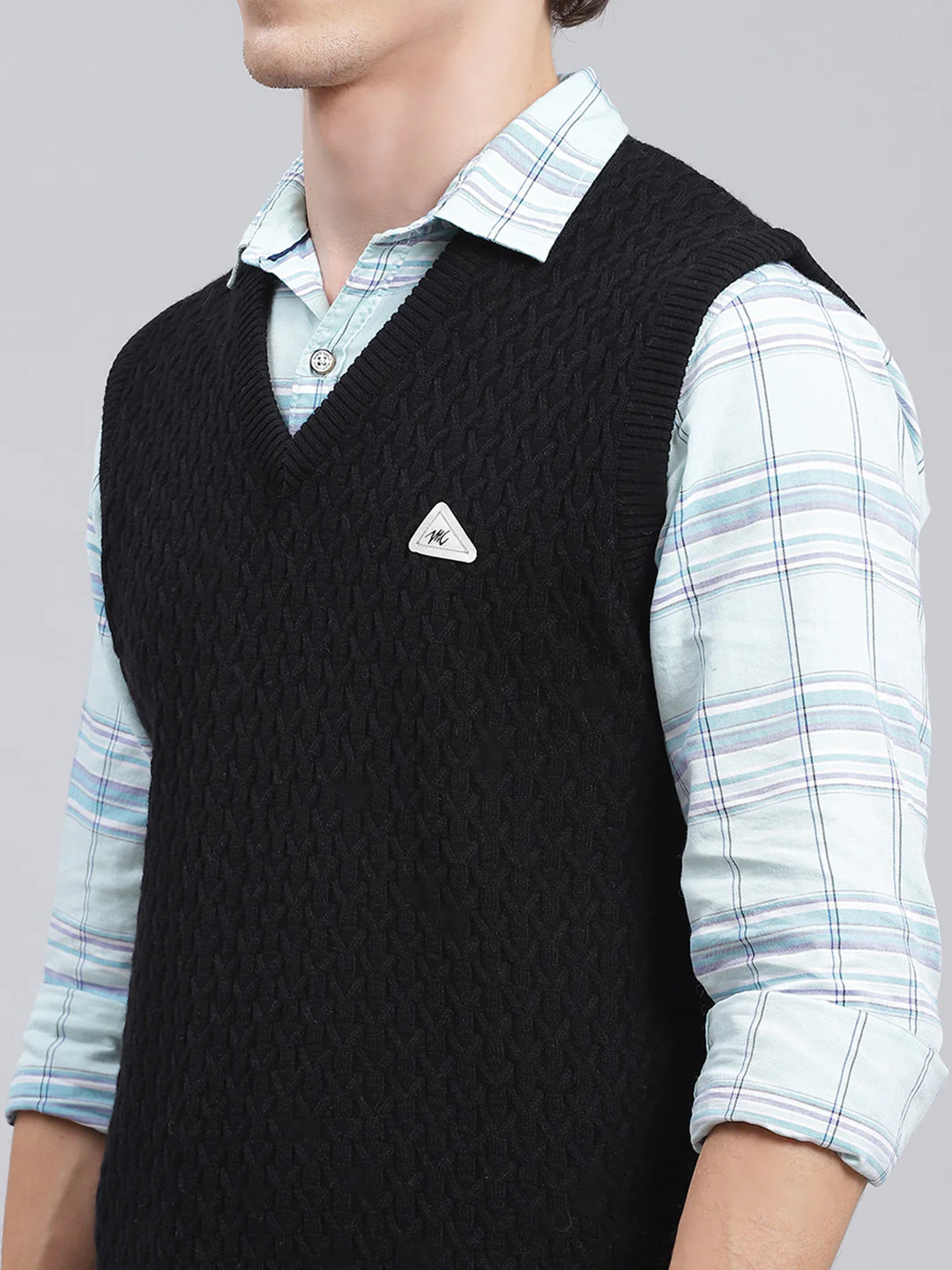 Men Black Self Design Wool blend Sweater - Image 6