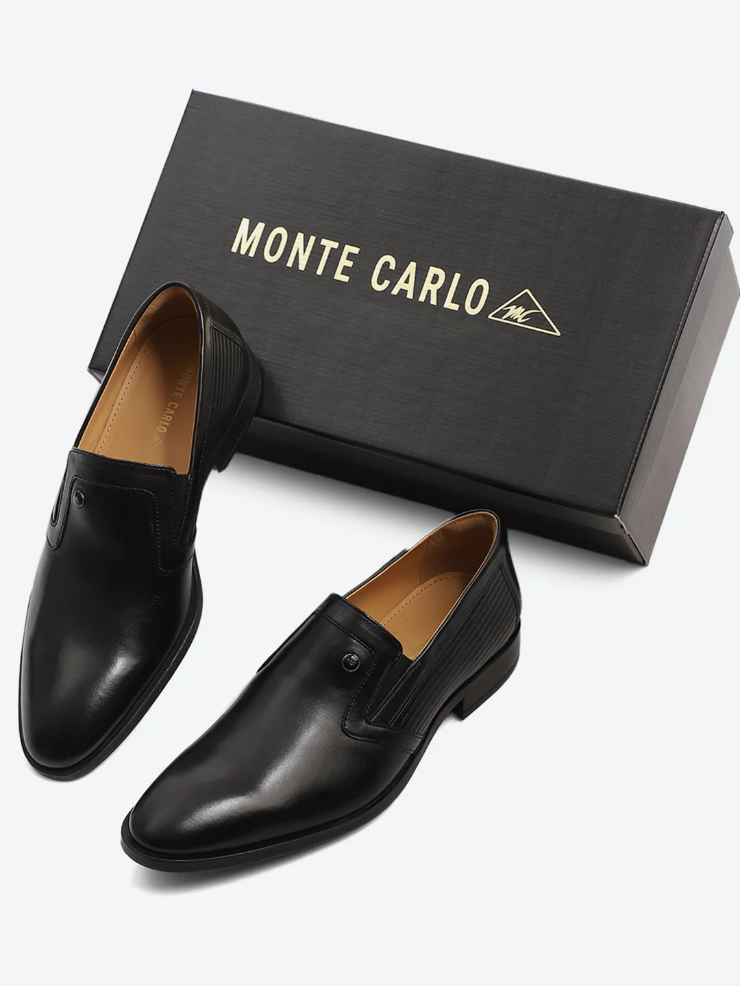 Men Black Slip on Genuine Leather Formal Shoes - Image 2