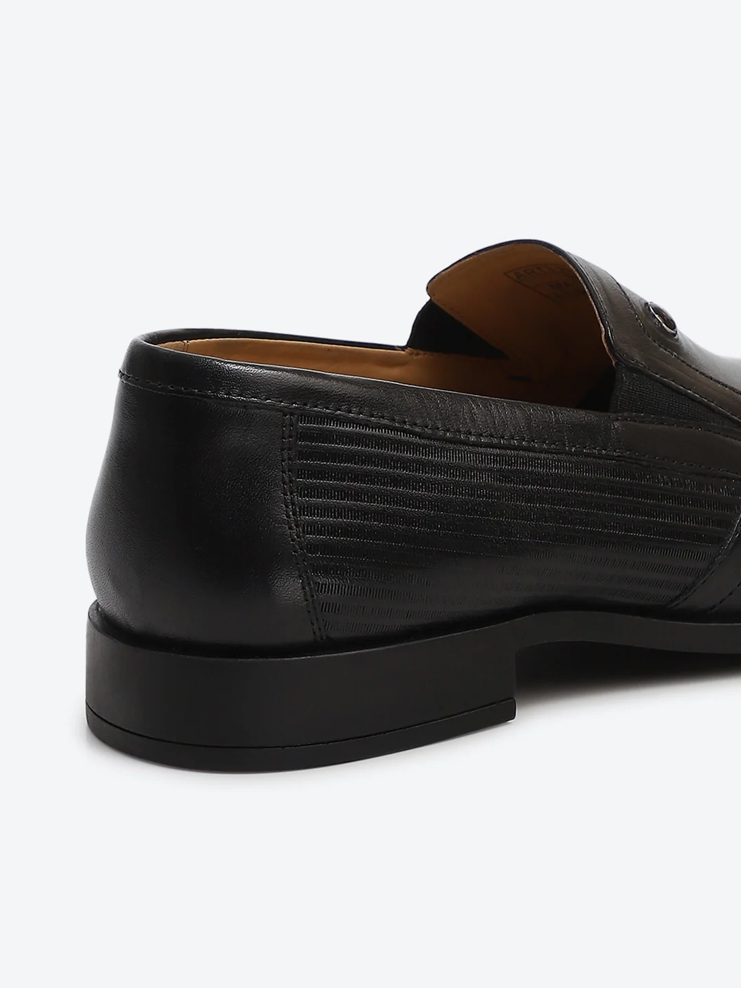Men Black Slip on Genuine Leather Formal Shoes - Image 9