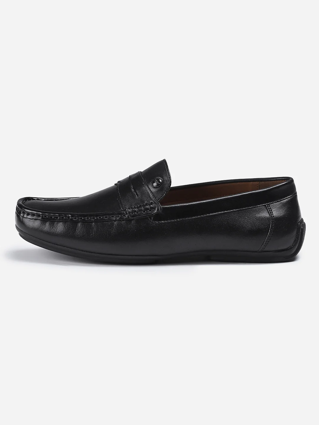 Men Black Slip on Genuine Leather Loafers - Image 3