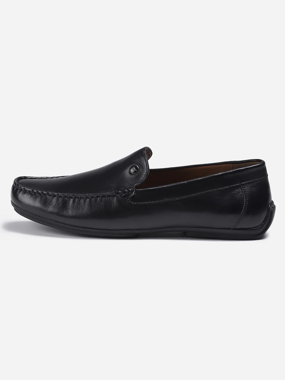 Men Black Slip on Genuine Leather Loafers - Image 3