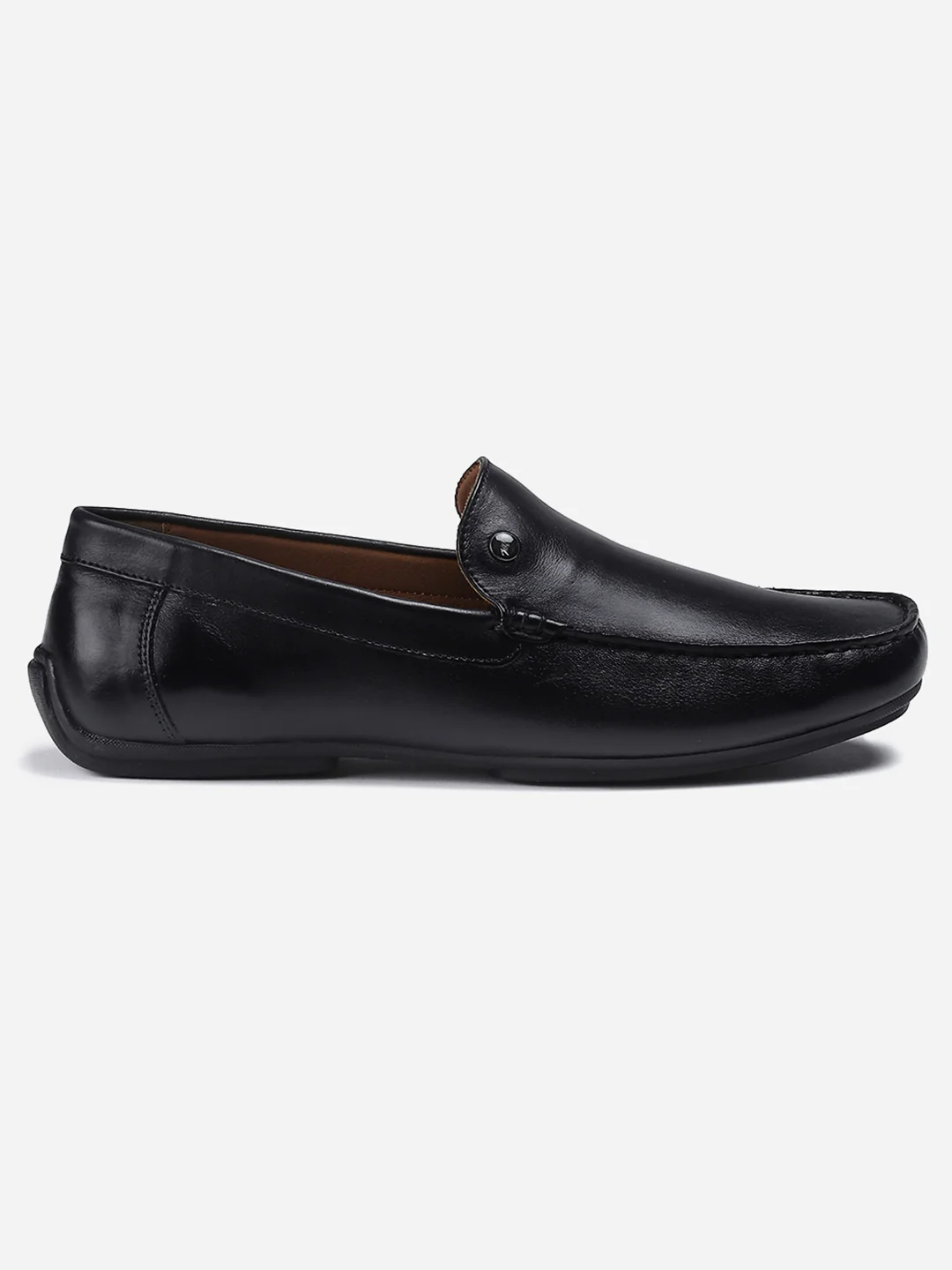 Men Black Slip on Genuine Leather Loafers - Image 4