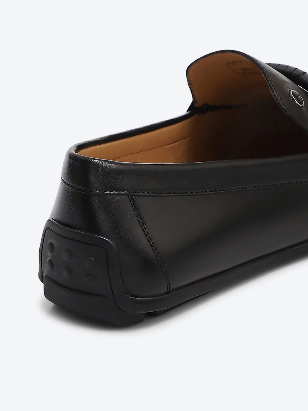 Men Black Slip on Genuine Leather Loafers - Image 9