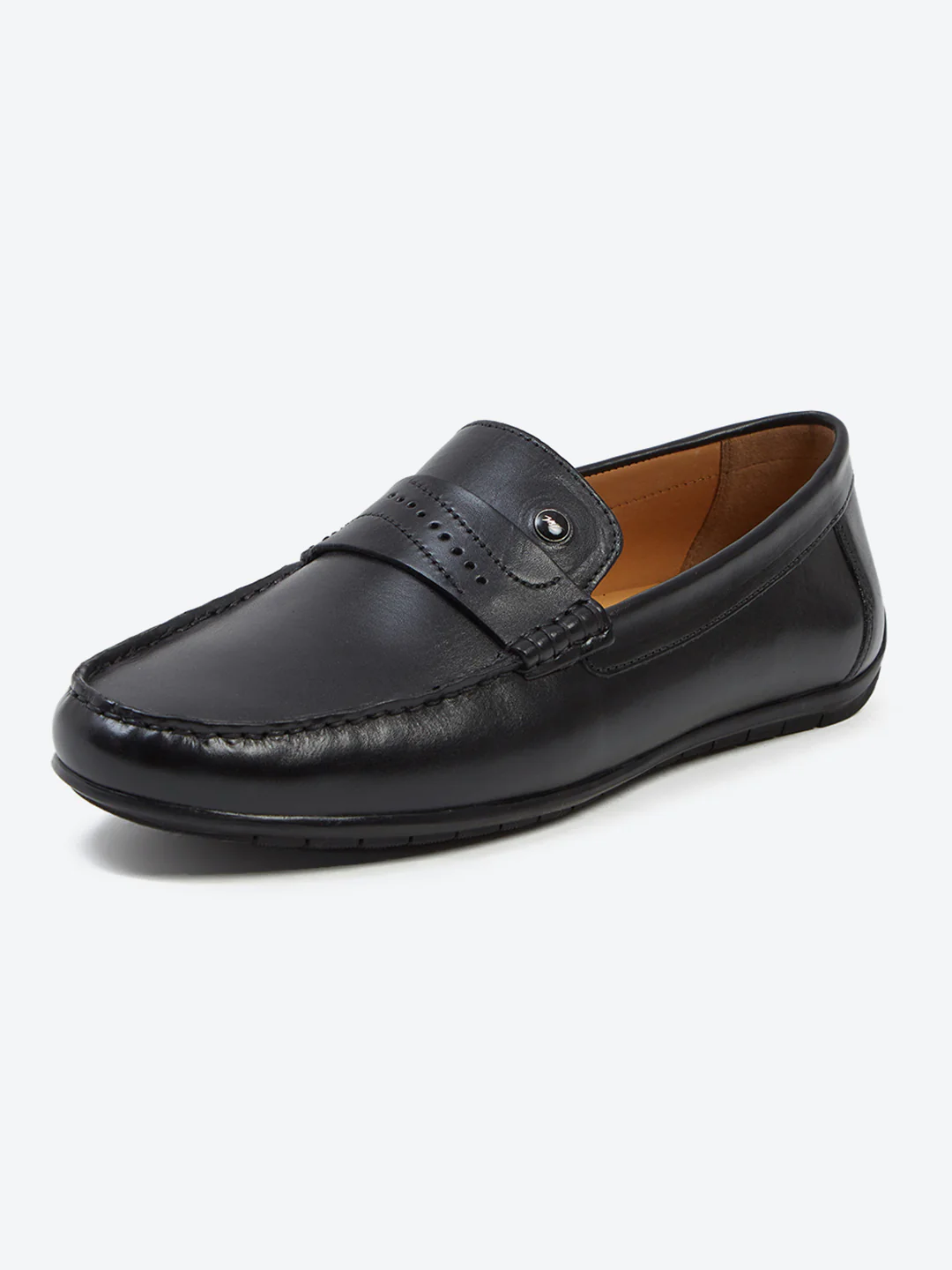 Men Black Slip on Genuine Leather Loafers - Image 3