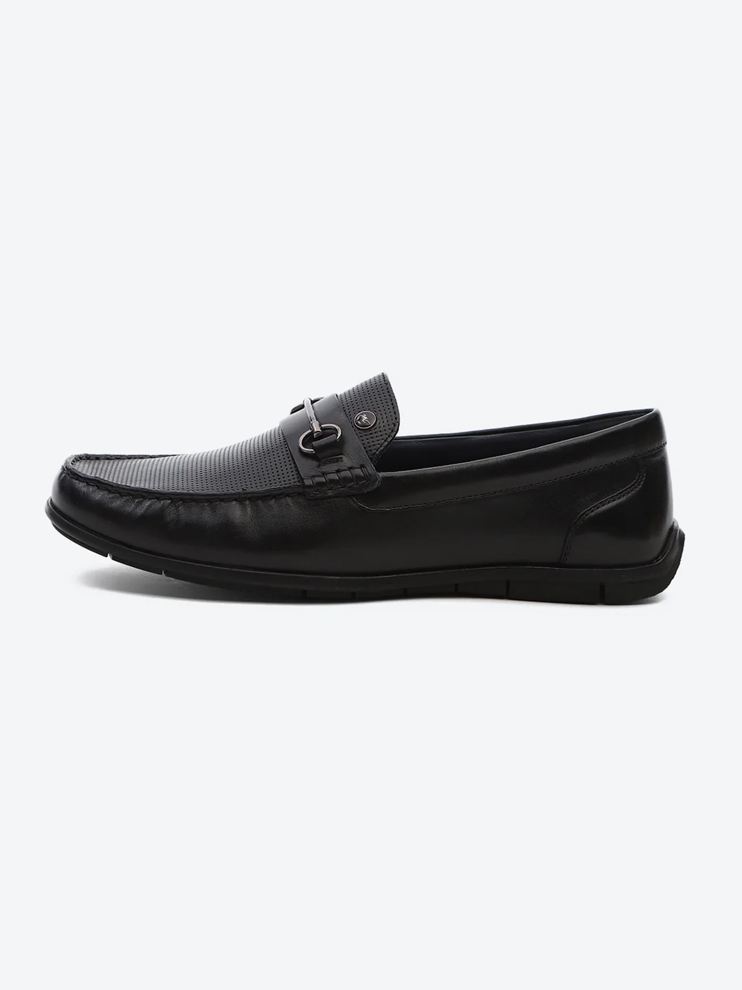 Men Black Slip on Genuine Leather Loafers - Image 4