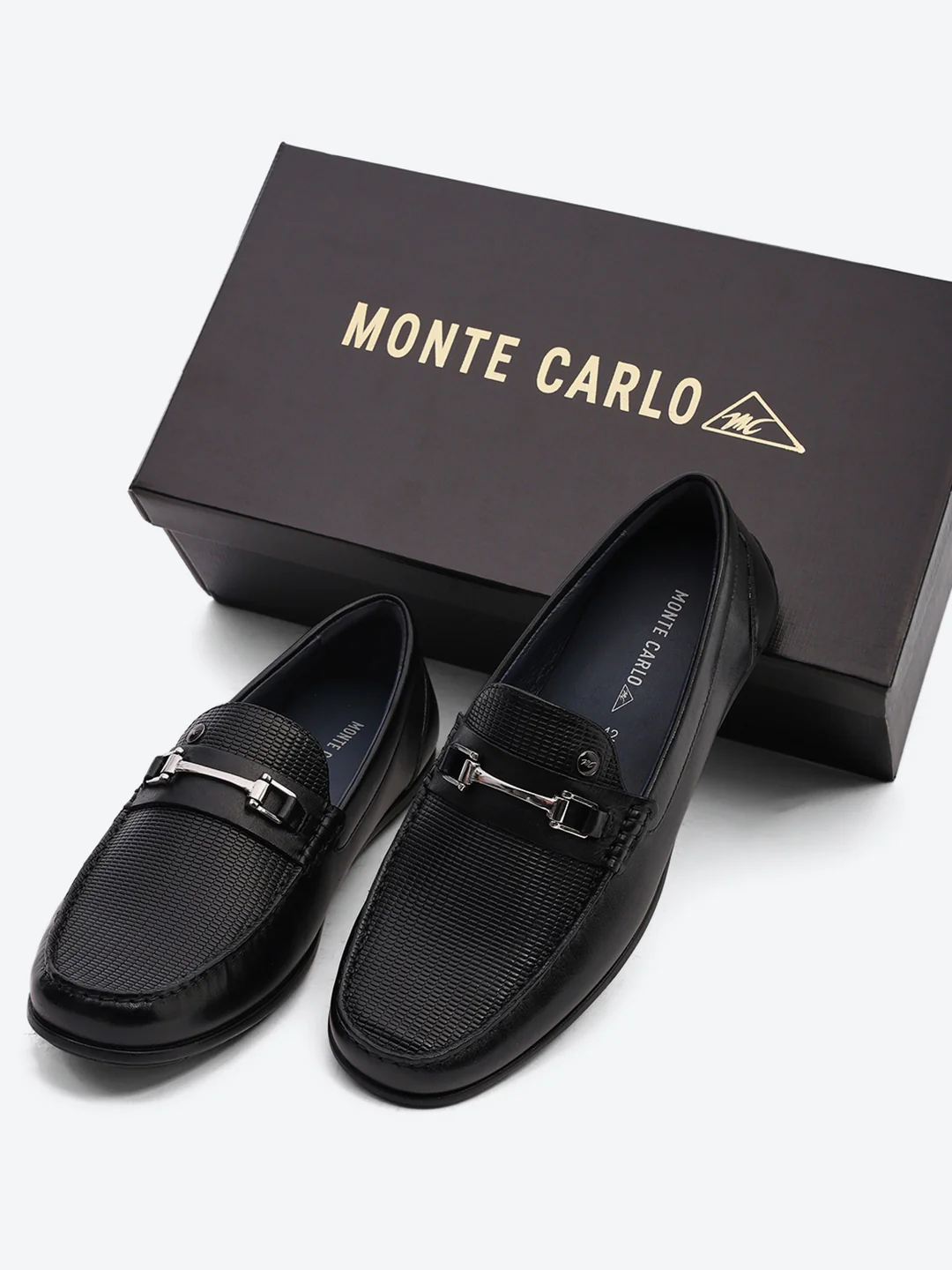 Men Black Slip on Genuine Leather Loafers - Image 2