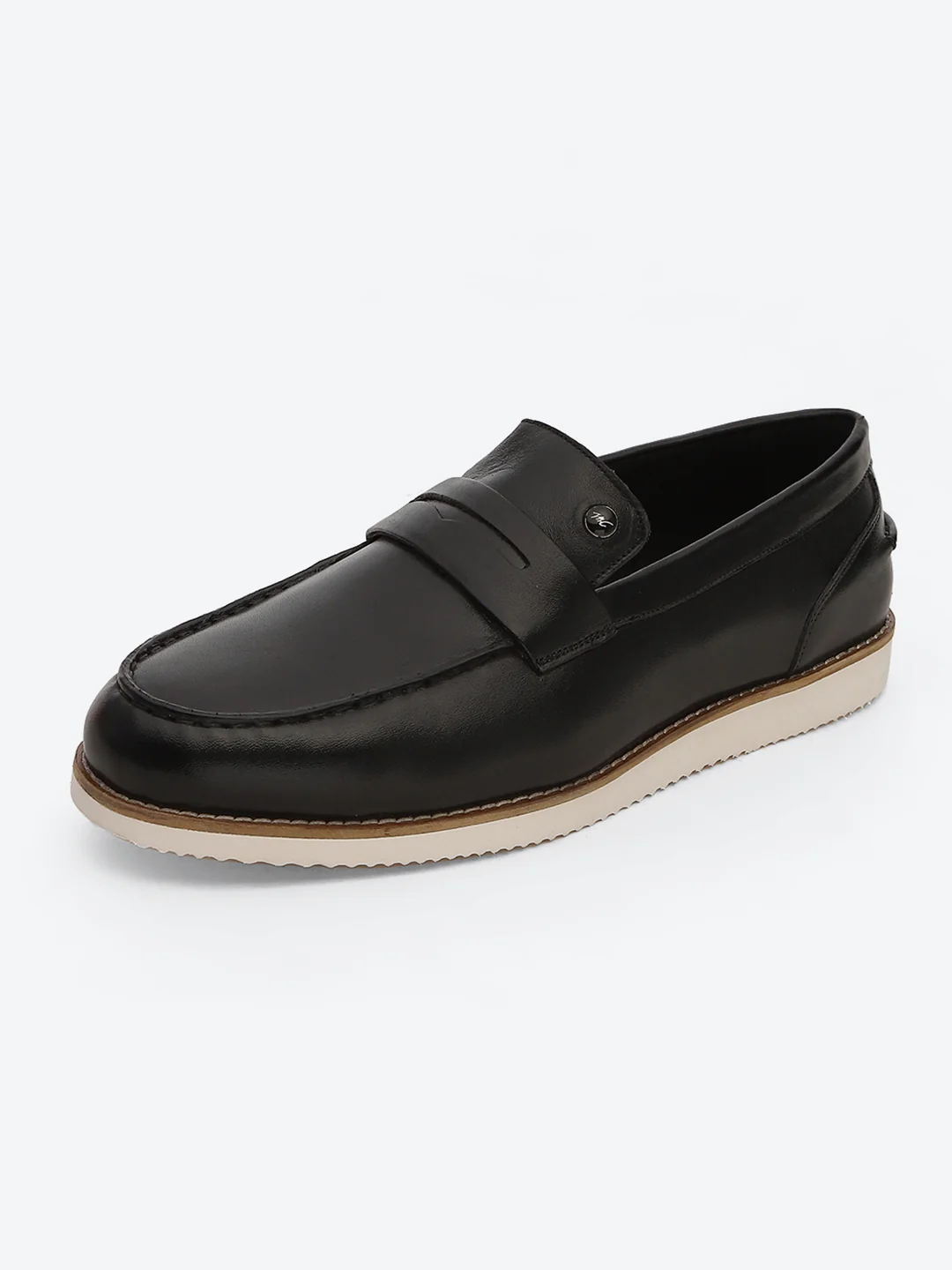 Men Black Slip on Genuine Leather Penny Loafers - Image 3