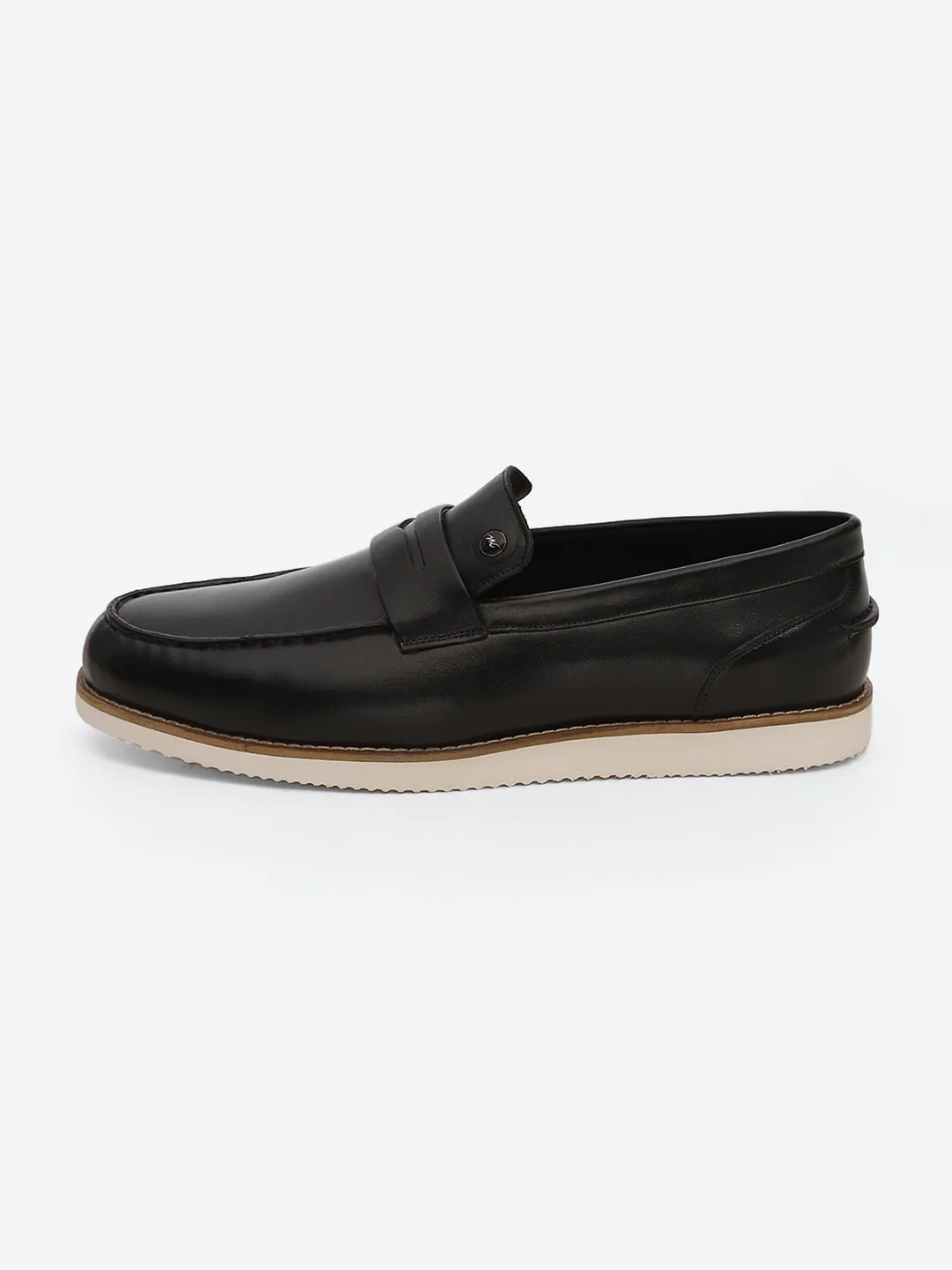 Men Black Slip on Genuine Leather Penny Loafers - Image 4