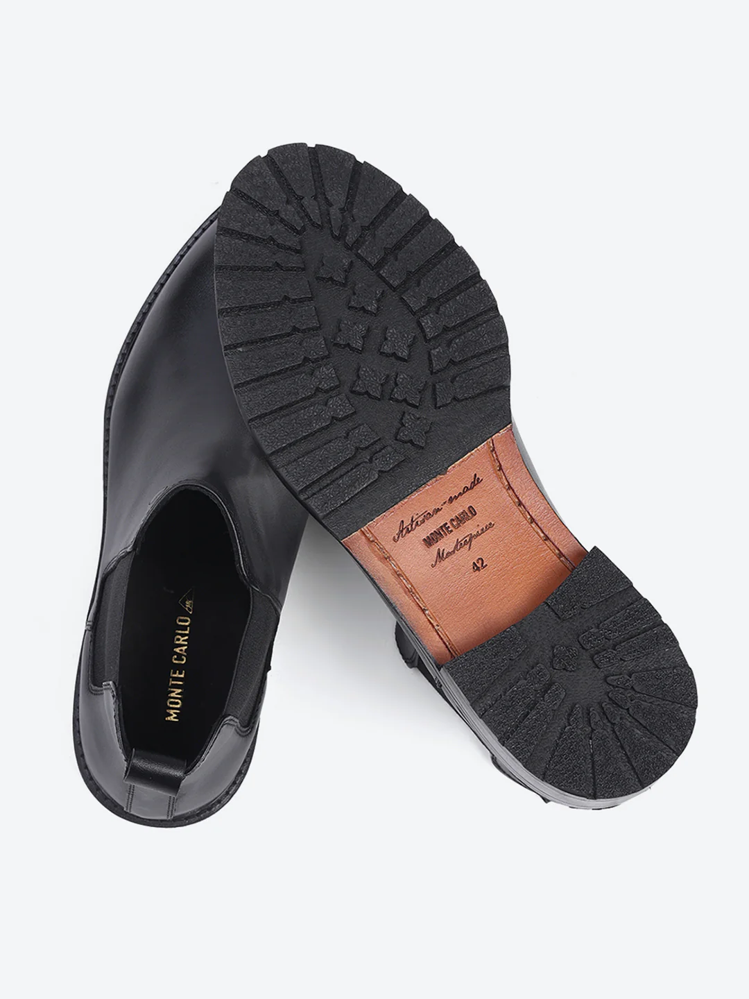 Men Black Slip on Leather Chelsea Boots - Image 6