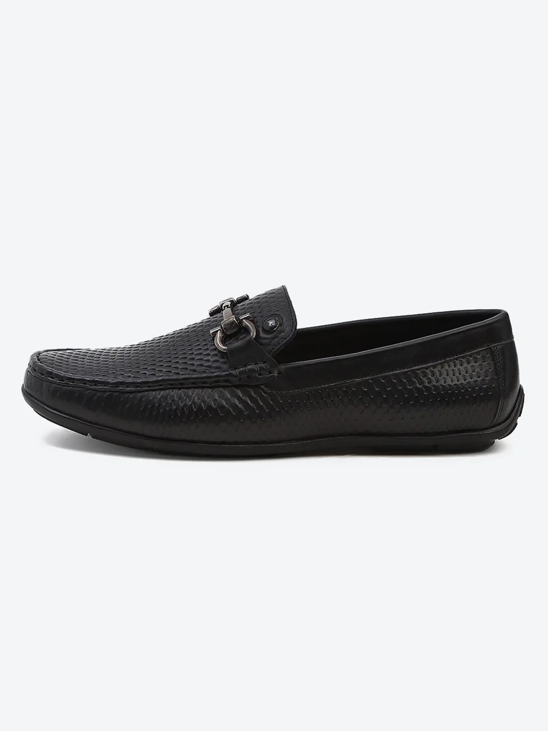 Men Black Slip on Leather Loafers - Image 4
