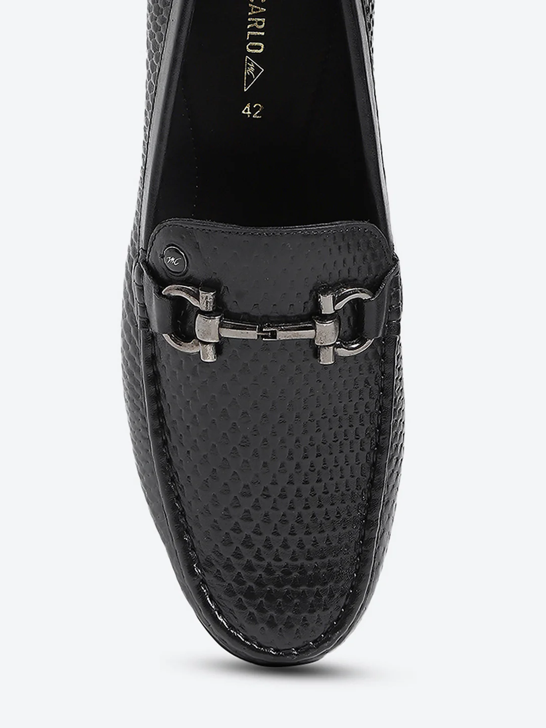Men Black Slip on Leather Loafers - Image 7