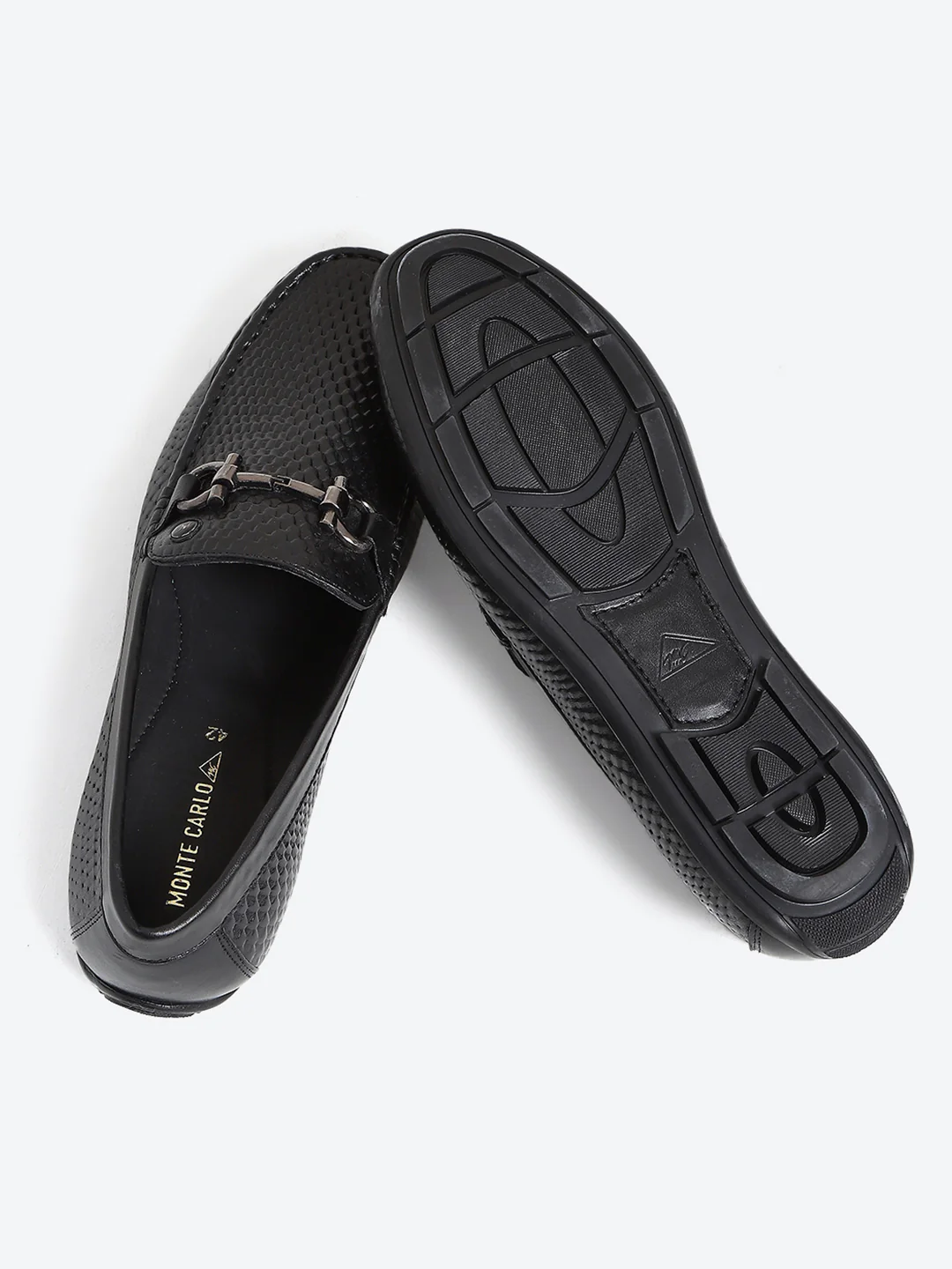 Men Black Slip on Leather Loafers - Image 8