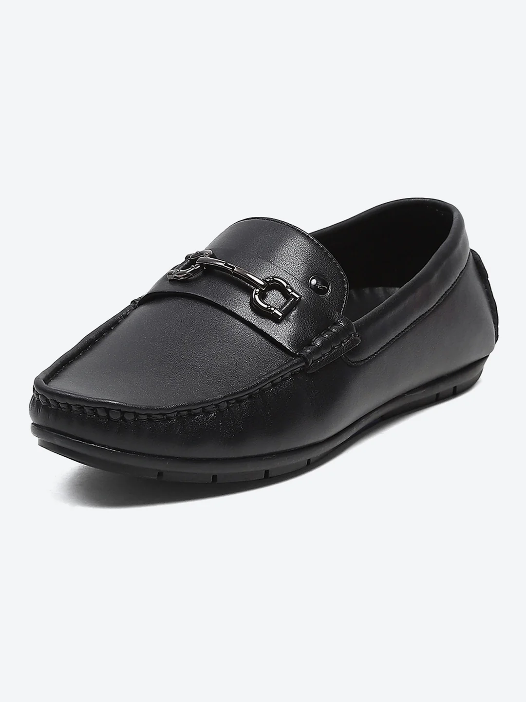 Men Black Slip on Microfibre Loafers - Image 2