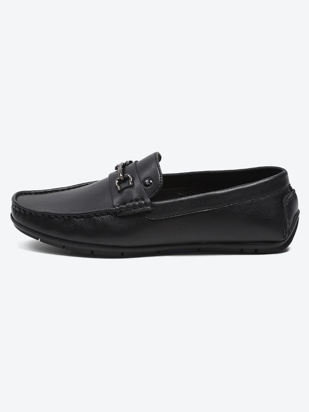 Men Black Slip on Microfibre Loafers - Image 3