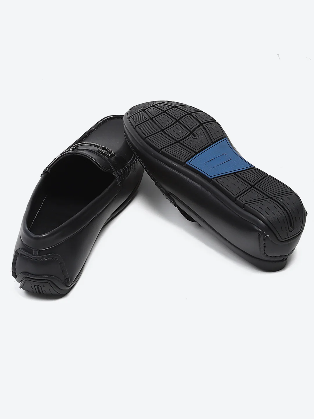 Men Black Slip on Microfibre Loafers - Image 7