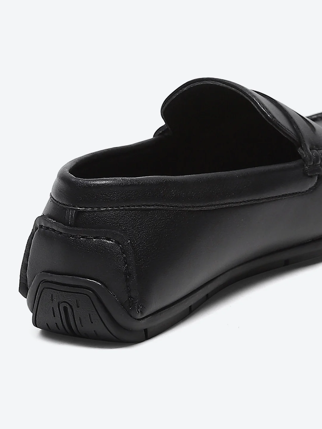 Men Black Slip on Microfibre Loafers - Image 8