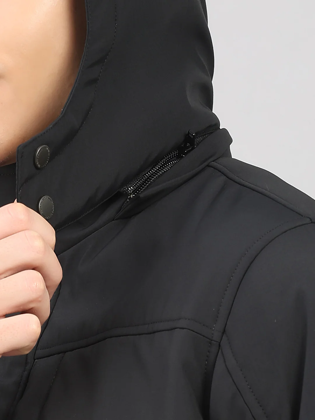 Men Black Solid 4 in 1 Convertible Hooded Jacket Wear It 4 Ways - Image 14