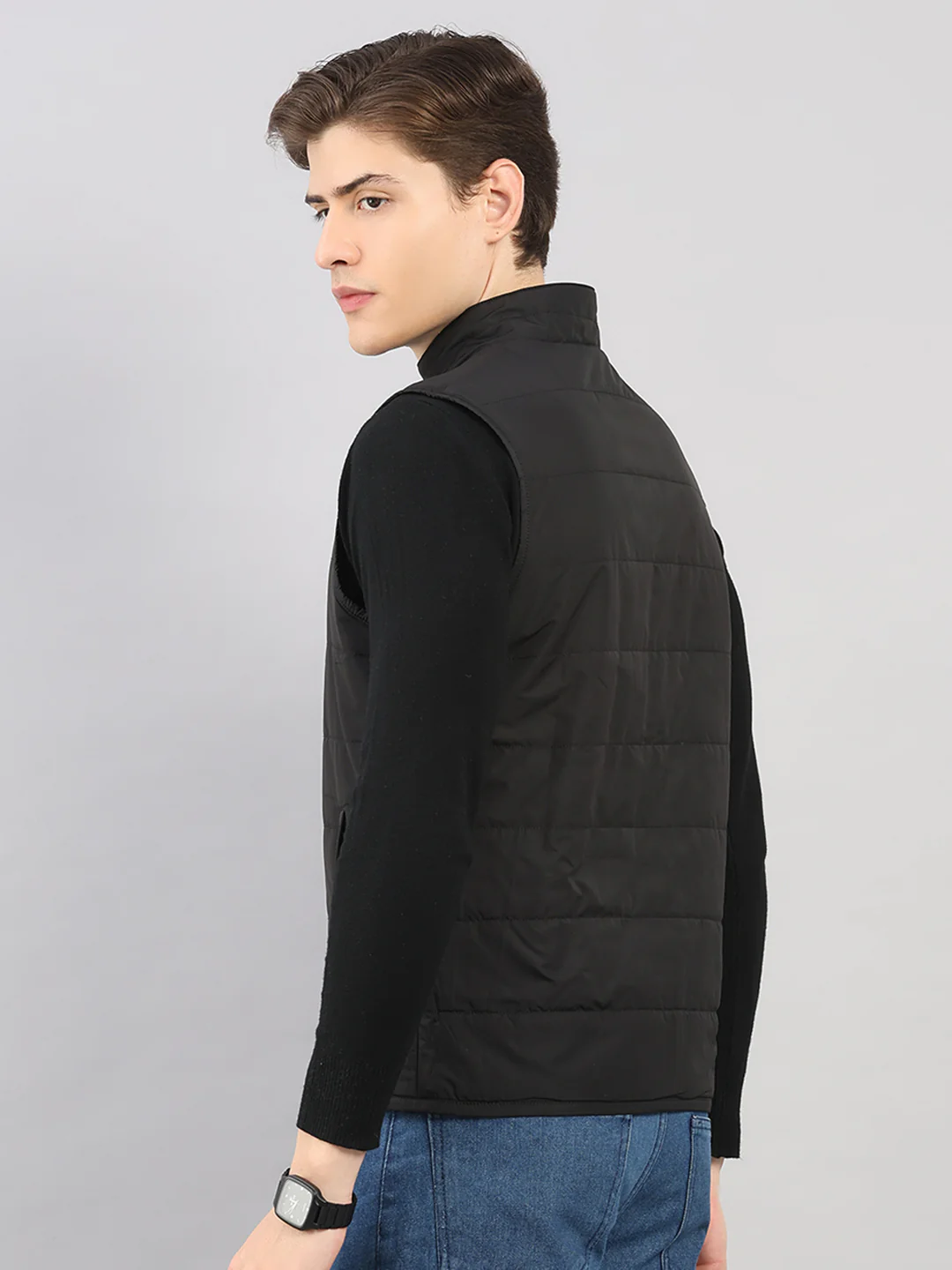 Men Black Solid 4 in 1 Convertible Hooded Jacket Wear It 4 Ways - Image 9