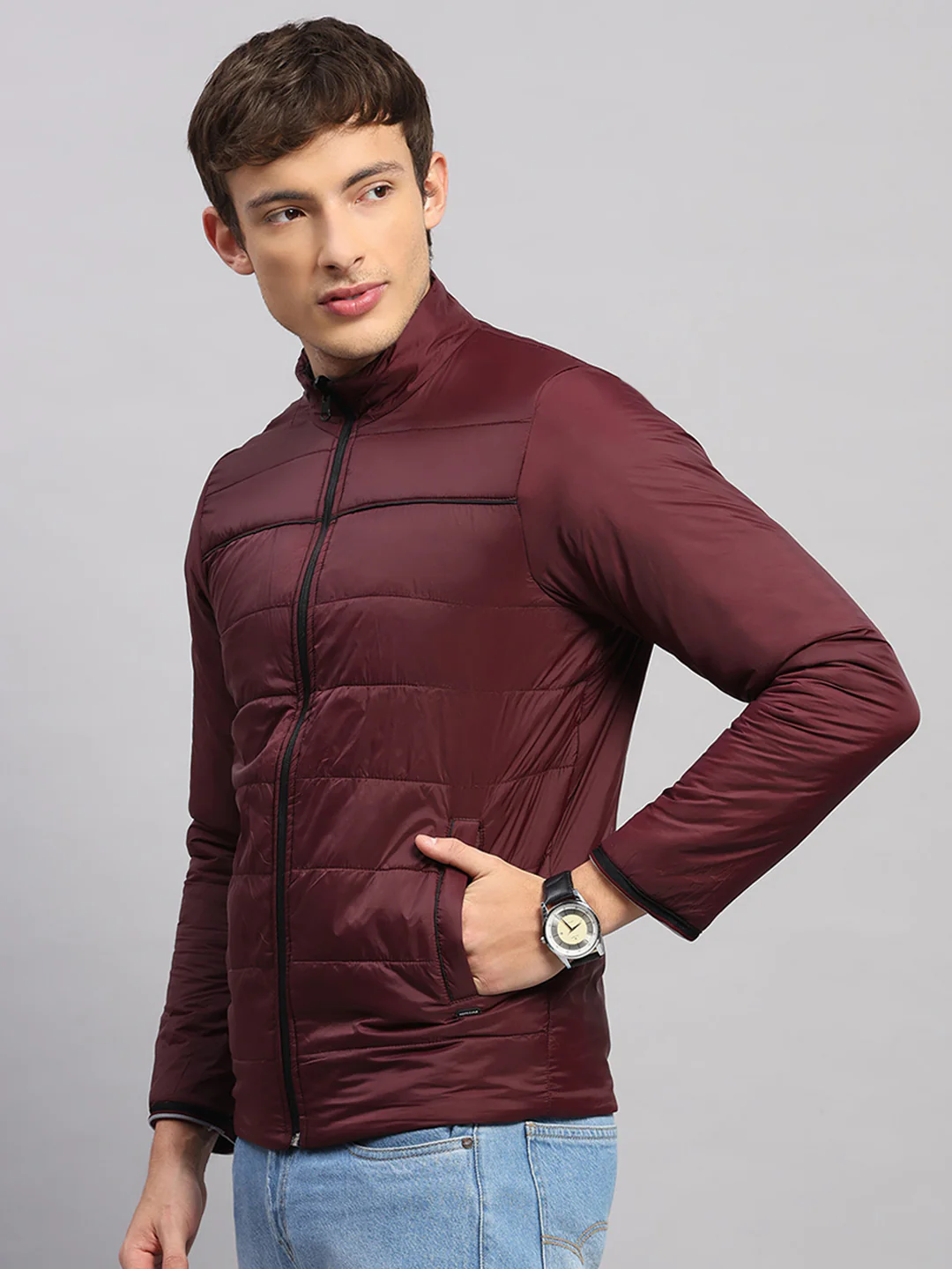 Men Black Solid Collar Full Sleeve Jacket - Image 7
