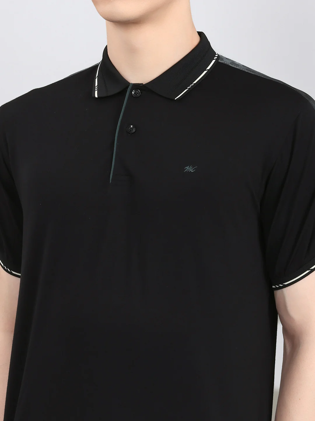Men Black Solid Collar Half Sleeve Lower Set - Image 4