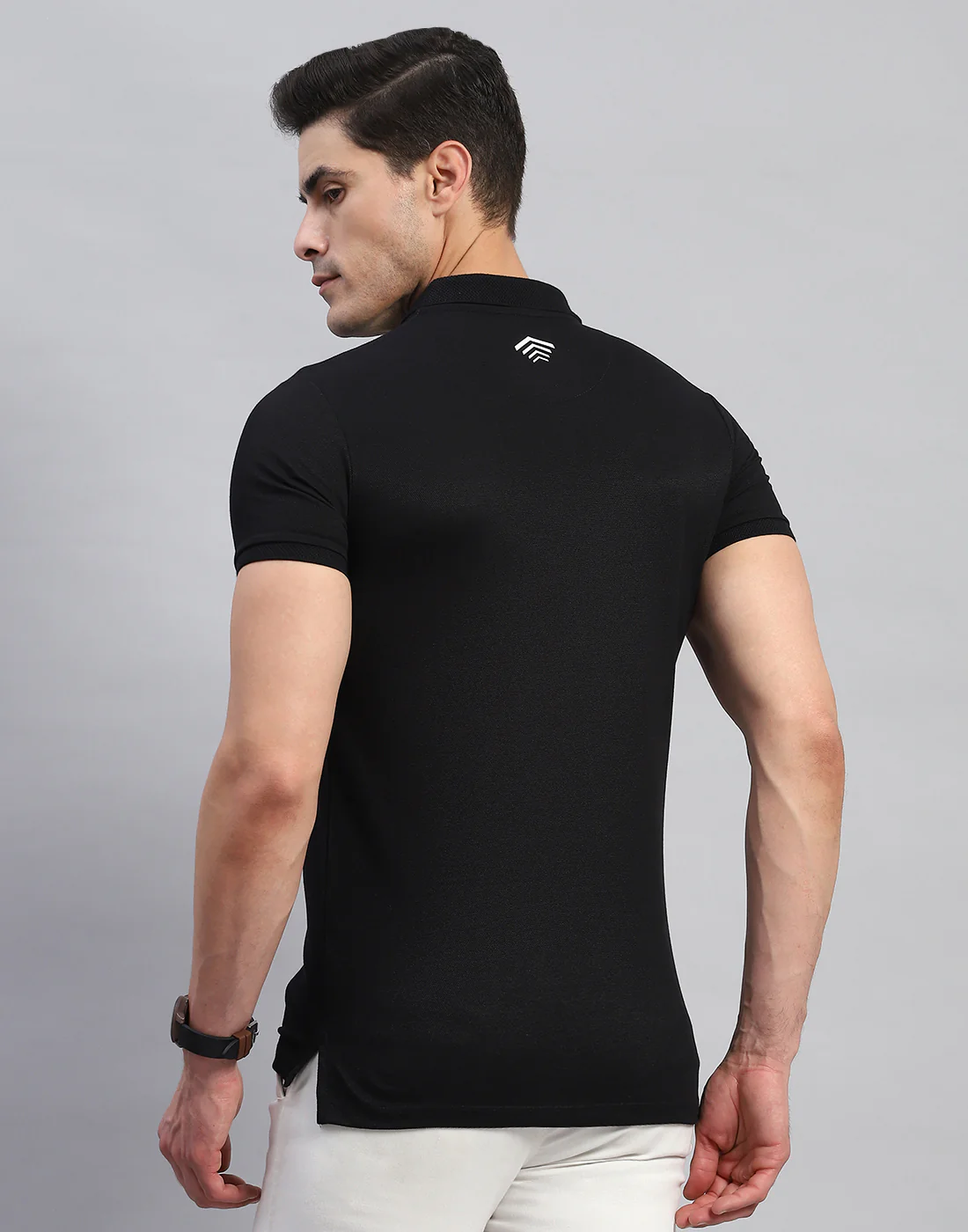 Rock.it Men Black Solid Collar Half Sleeve T-Shirt - Image 5