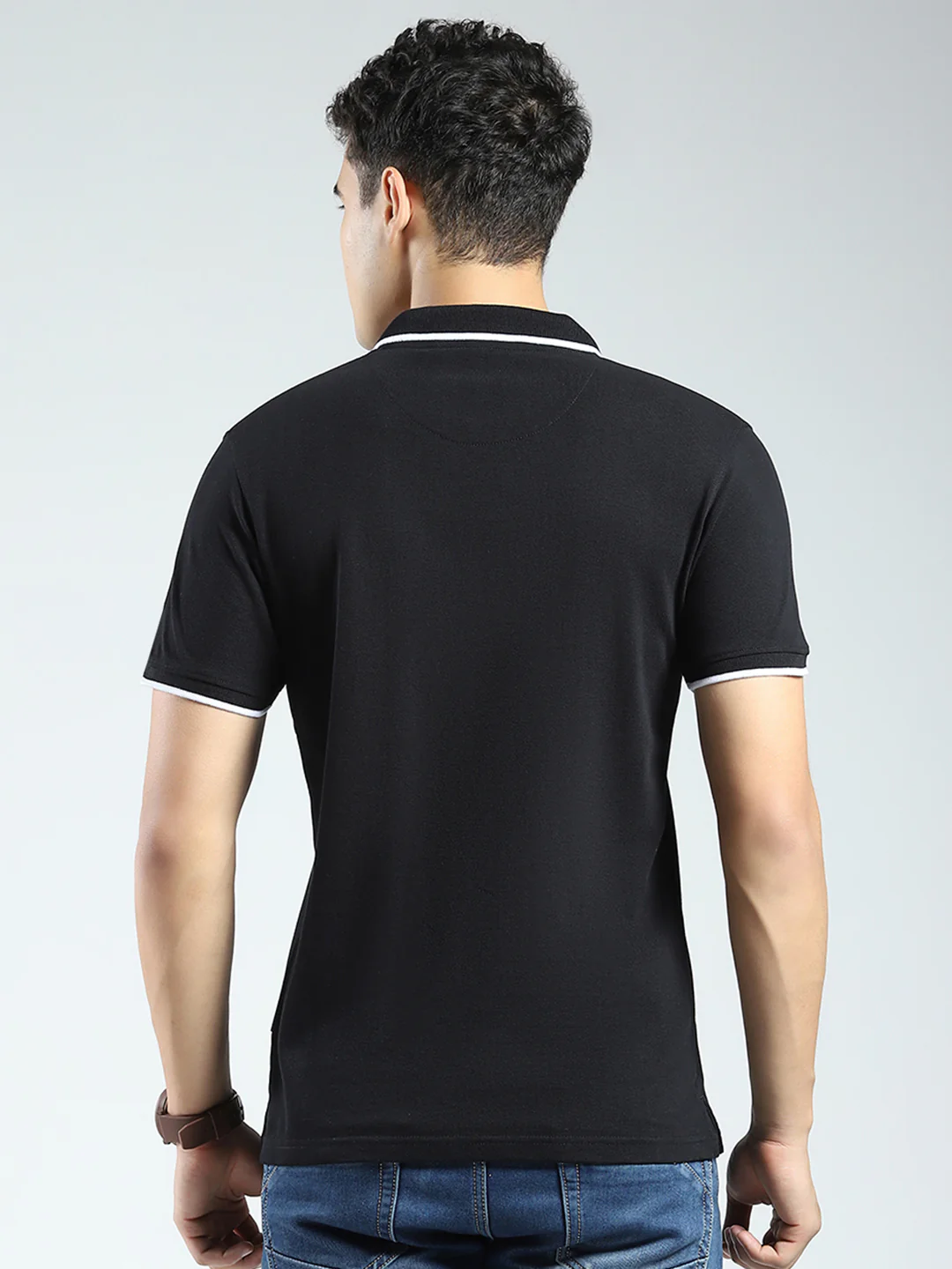 Rock.it Men Black Solid Collar Half Sleeve T-Shirt - Image 5