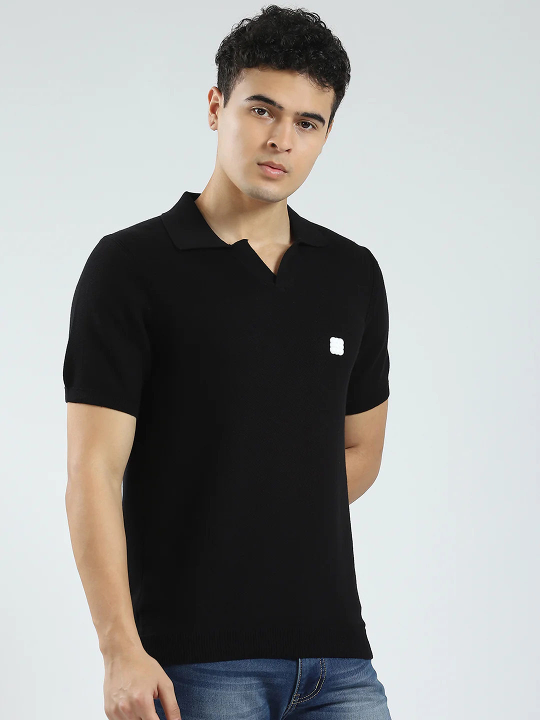Rock.it Men Black Solid Collar Half Sleeve T-Shirt - Image 4