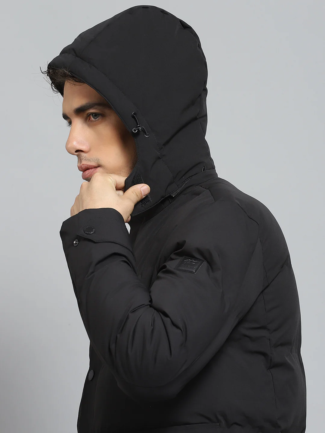 Men Black Solid Detachable Hood Full Sleeve Jacket - Image 8