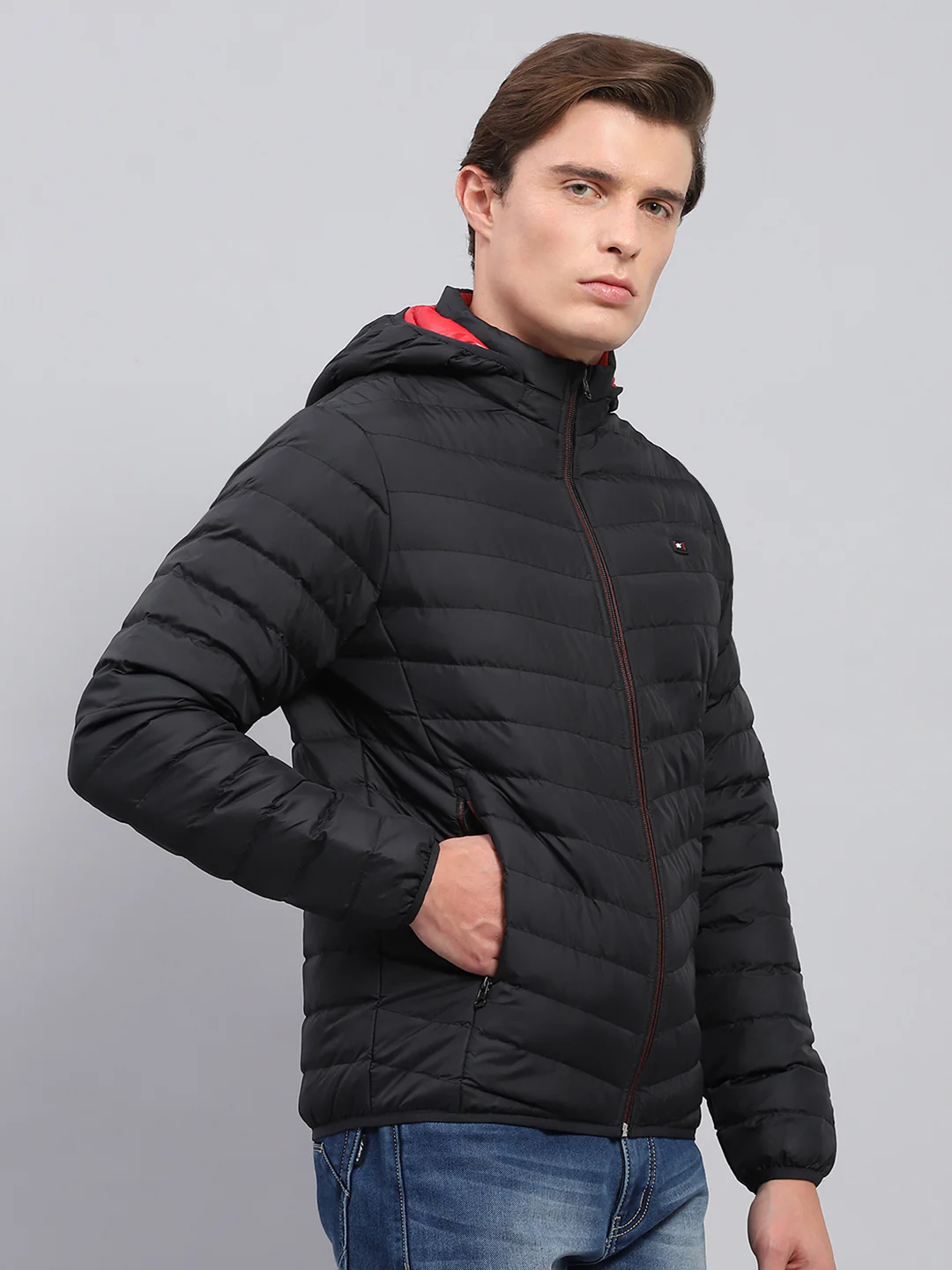 Men Black Solid Detachable Hood Full Sleeve Jacket - Image 4