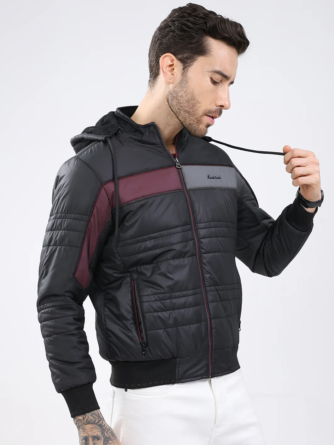 Men Black Solid Detachable Hood Full Sleeve Jacket - Image 4