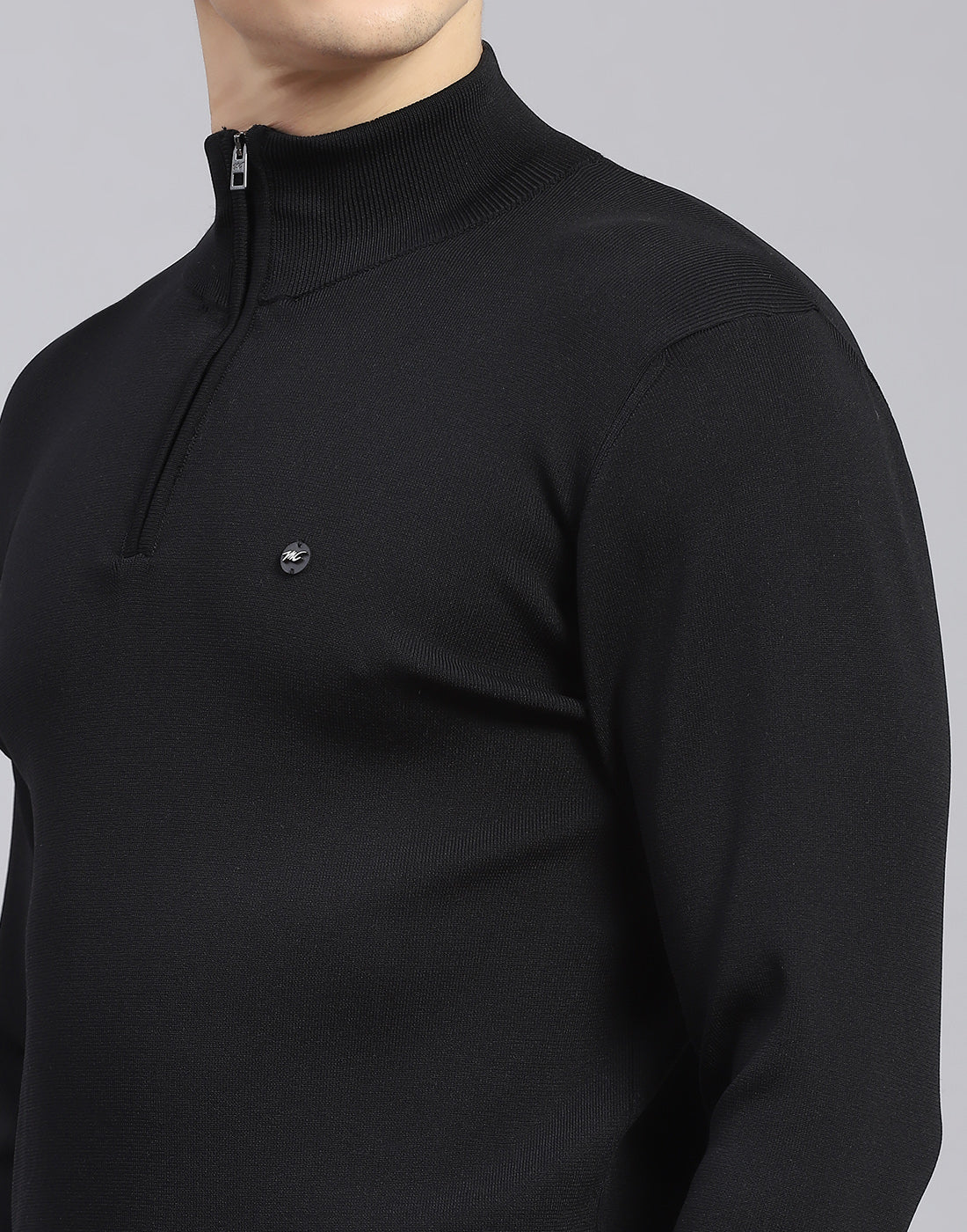 Men Black Solid H Neck Full Sleeve Sweater - Image 7