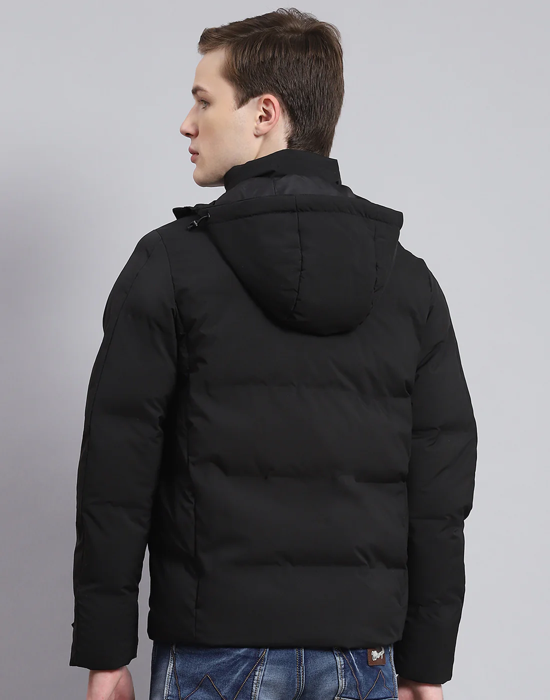 Men Black Solid Hooded Full Sleeve Jacket - Image 5