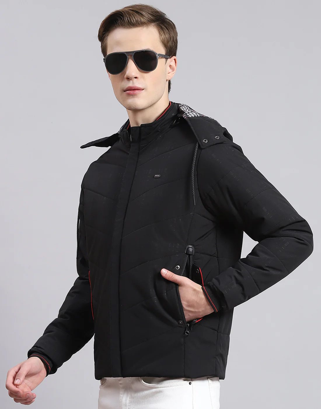 Men Black Solid Hooded Full Sleeve Jacket - Image 3