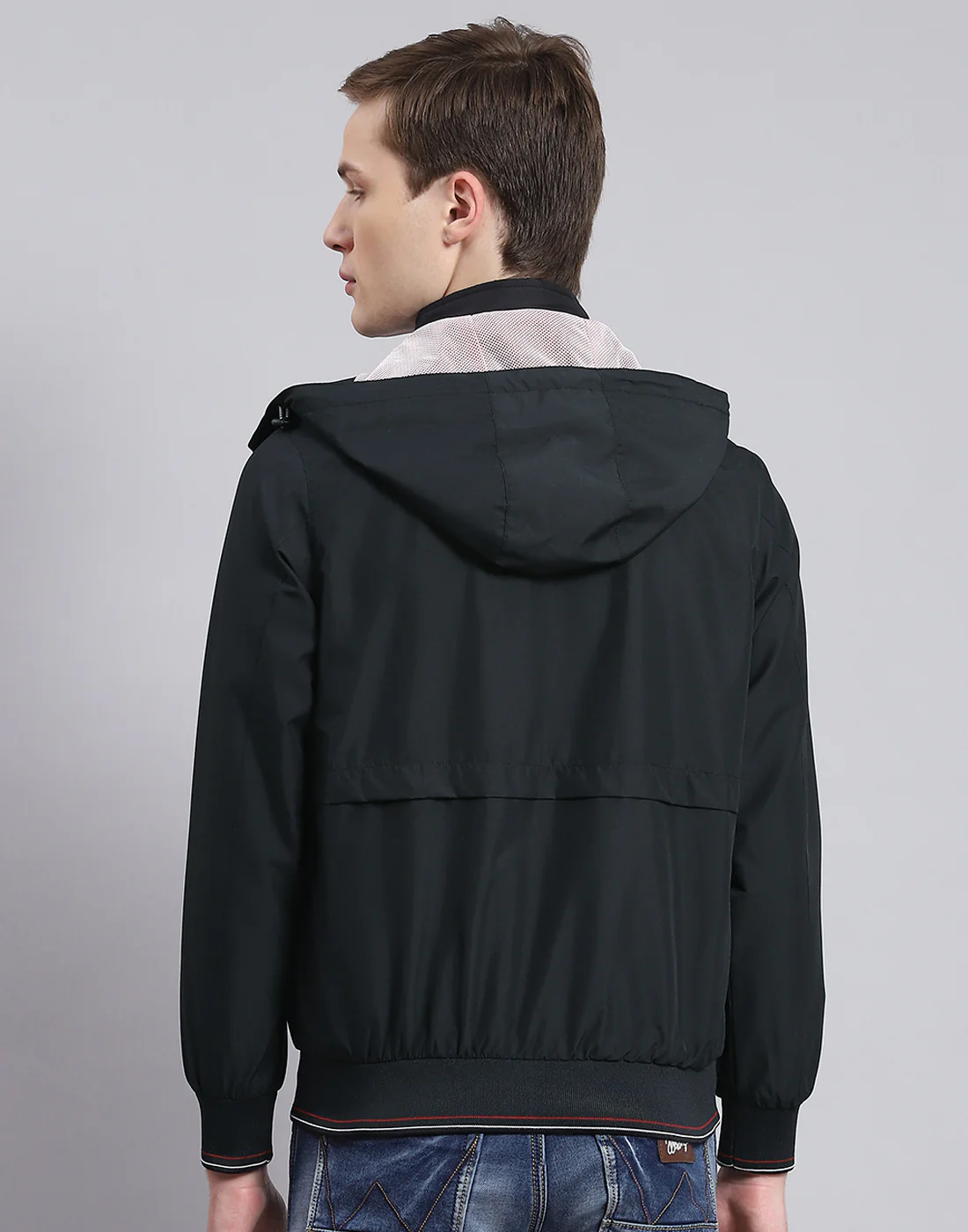 Men Black Solid Hooded Full Sleeve Jacket - Image 5