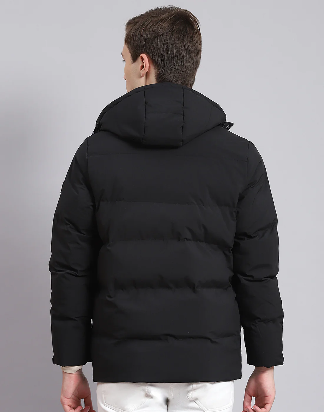 Men Black Solid Hooded Full Sleeve Jacket - Image 5