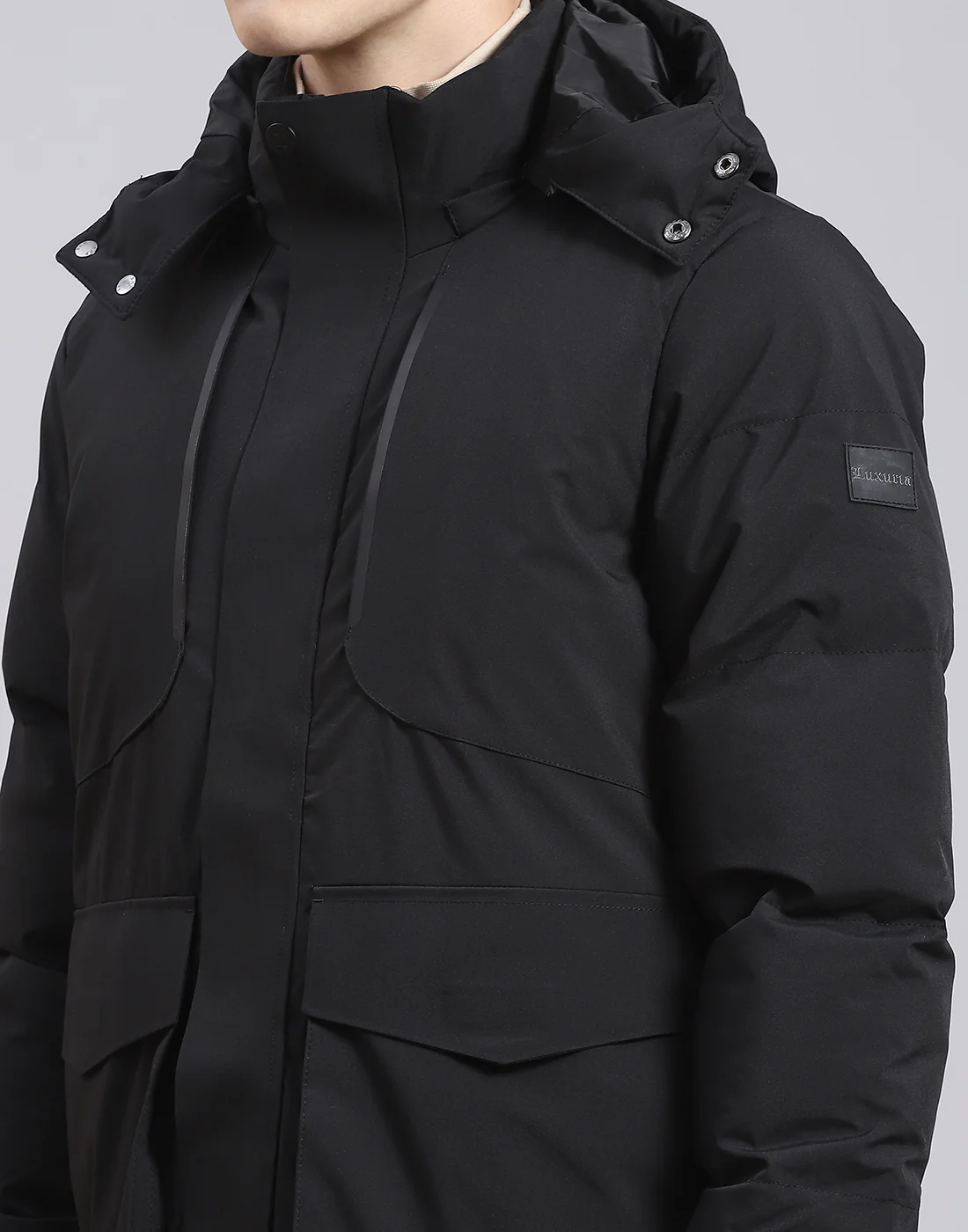 Men Black Solid Hooded Full Sleeve Jacket - Image 6