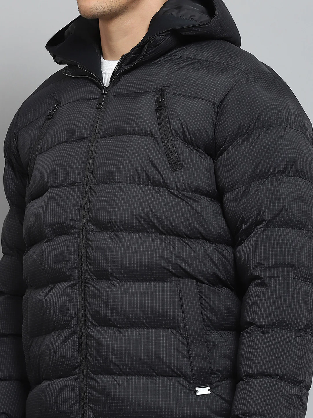 Men Black Solid Hooded Full Sleeve Jacket - Image 6