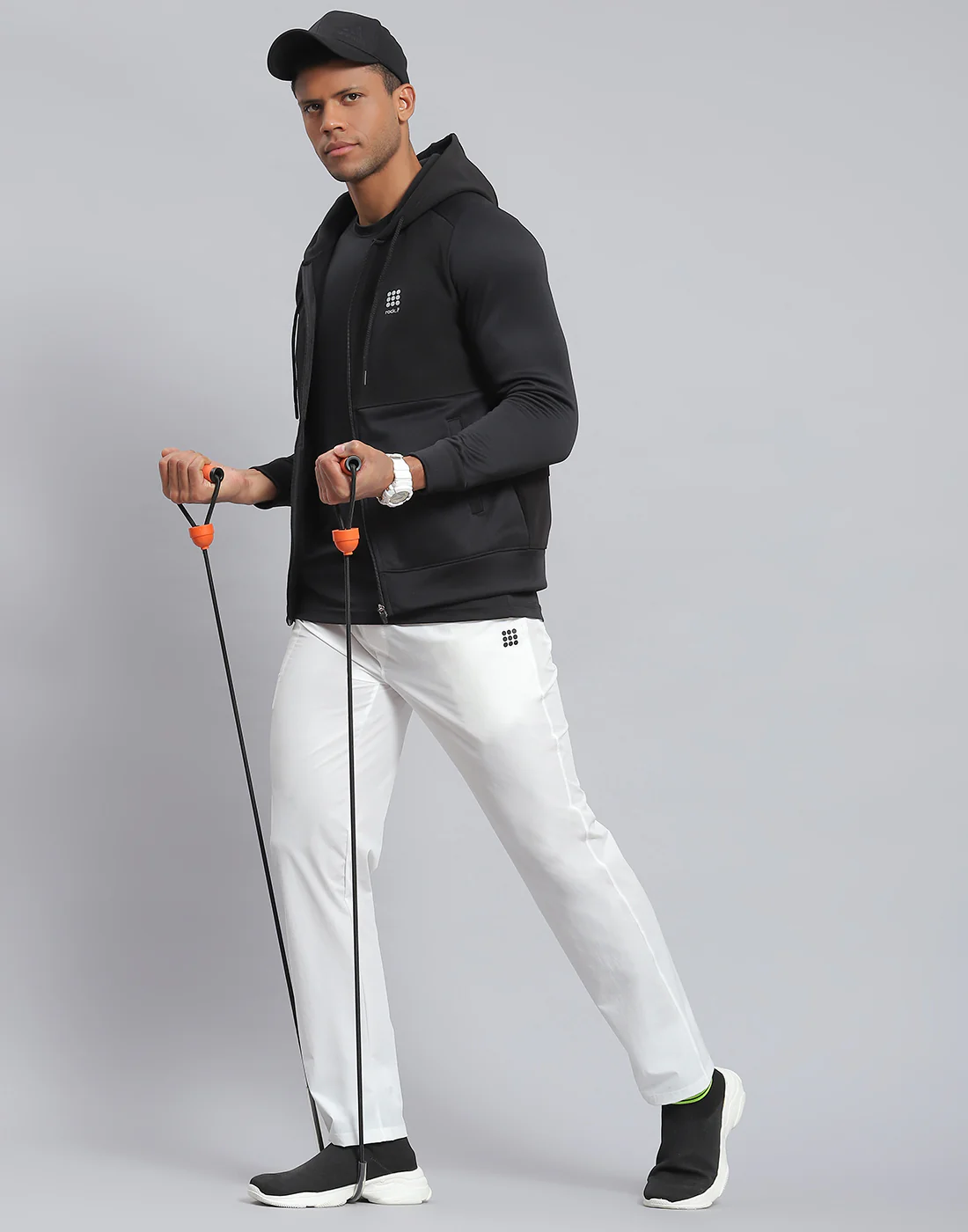 Rock.it Men Black Solid Hooded Full Sleeve Sweatshirt - Image 2